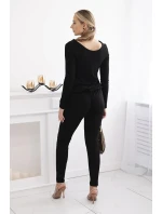 Kombinéza z viskózy v páse čierna