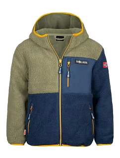 Detská fleecová bunda s kapucňou Trollkids Aurlandsfjord Blue-Green (466-335)