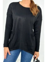 Sveter s prednými vreckami čierny