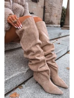 Wsuwane Kozaki Damskie Na Szpilce Beżowe Ysolienne