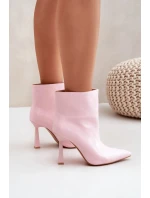 Lakované členkové topánky na špičke Slip-on Light Pink Seliri