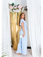 Dámsky overal so širokými nohavicami a opaskom na zaväzovanie 0000OV07814 White - Koucla Dámsky overal so širokými nohavicami a opaskom na zaväzovanie 0000OV07814 White - Koucla