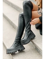 Kozaki Za Kolano Na Masywnej Platformie Czarne Zinera