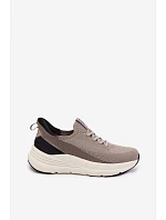 Pánské Sportovní Boty Textilní Slip-On Sneakers Na Platformě Kobbo 102421 Béžové