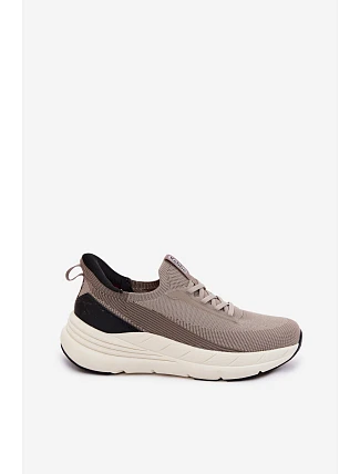 Pánské Sportovní Boty Textilní Slip-On Sneakers Na Platformě Kobbo 102421 Béžové