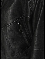 Dámska oversize čierna kožená bunda FashionStreet TY5664 Dámska oversize čierna kožená bunda FashionStreet TY5664