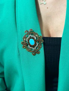 Brošňa XZ459-107 zlato + modrá