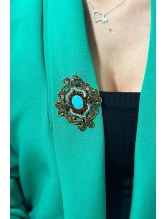 Brošňa XZ459-107 zlato + modrá