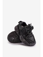 Sneakersy Dziecięce Ozdobione Cekinami Czarne Liatoma