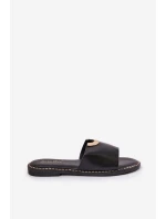 Klapki Damskie Eko Skórzane Z Ozdobnymi Detalami Czarne Mevith