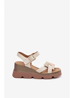 Kožené dámske sandále na platforme Artiker 58C0312 Beige-gold