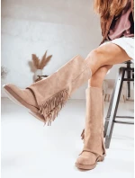 Dámske semišové čižmy so strapcami béžové FashionStreet ZY1269 Dámske semišové čižmy so strapcami béžové FashionStreet ZY1269