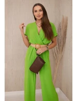 Kombinéza s ozdobným pásom Pistáciová