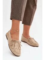Dámské mokasíny s šněrováním a třásněmi Béžové Glorina