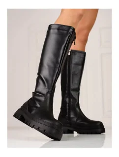 Dámske čižmy na plochom vysokom podpätku HXZ22-52B - T.Sokolski