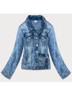 Svetlomodrá dámska džínsová bunda s golierom (GD8631-K)