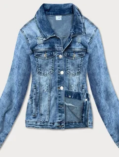 Svetlomodrá dámska džínsová bunda s golierom (GD8631-K)