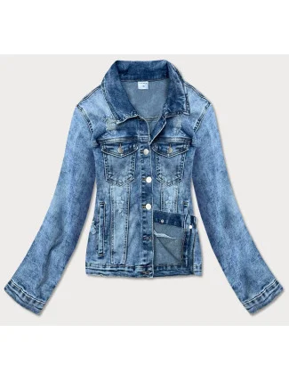 Svetlomodrá dámska džínsová bunda s golierom (GD8631-K)