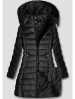 Čierna prešívaná dámska prechodná bunda s kapucňou (YP-22076-1) Čierna prešívaná dámska prechodná bunda s kapucňou (YP-22076-1)