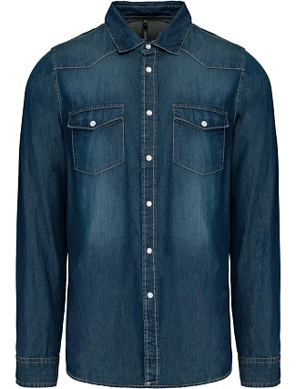 Kariban K 519 Džínsová košeľa s dlhým rukávom 20.K519 blue jean