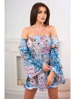 Modré kvetinové šaty s pruhmi