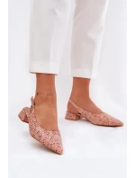 Plecione Sandały Damskie Na Delikatnym Obcasie Multikolor Jorela