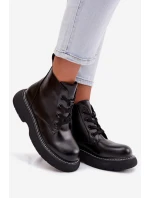 Dámské zateplené kotníkové boty na platformě s šněrováním Černé Harmine