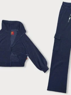 Tmavomodrý casual komplet s nohavicami typu cargo (AMG-338A)