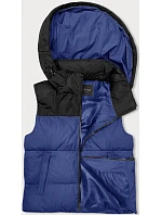 Dámska krátka vesta s kapucňou j.style dark blue-black (16M9112-184)