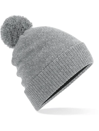 Beechfield B 502 Vodoodpudivá pletená čiapka s bambulou 53.0502 heather grey