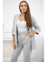 Elegantný set saka a nohavíc sivej farby