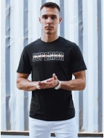 Pánske bavlnené tričko s potlačou čierne FashionStreet RX5387