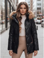 Dámska zimná bunda LUMORE prešívaná s kapucňou čierna FashionStreet TY4723