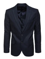 Pánske jednoradové sako v tmavomodrej farbe FashionStreet MX0640 Pánske jednoradové sako v tmavomodrej farbe FashionStreet MX0640