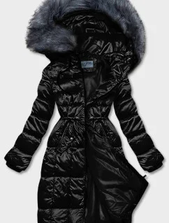 Čierna dámska metalická zimná bunda (B8073-1)