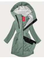Ľahko zateplená svetlozelená dámska bunda s kapucňou LHD (LHD-24589) Ľahko zateplená svetlozelená dámska bunda s kapucňou LHD (LHD-24589)