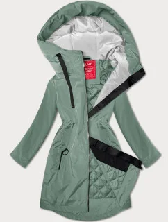 Ľahko zateplená svetlozelená dámska bunda s kapucňou LHD (LHD-24589)
