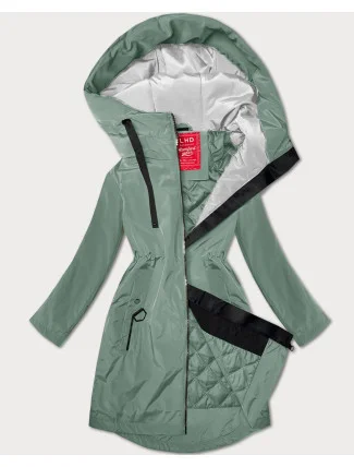 Ľahko zateplená svetlozelená dámska bunda s kapucňou LHD (LHD-24589) Ľahko zateplená svetlozelená dámska bunda s kapucňou LHD (LHD-24589)