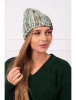 Fleecová čiapka Zoja K306 ecru+green