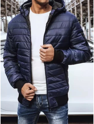 Pánska prechodná bunda prešívaná tmavomodrá FashionStreet TX4144