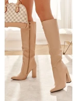 Klasyczne Kozaki Na Słupku Nude Mayra