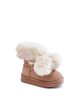 Dziecięce Młodzieżowe Ocieplane Botki Śniegowce Jasnobeżowe Roofy