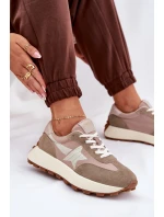 Zamszowe Buty Sportowe Damskie Na Platformie Vinceza 66720 Beżowe