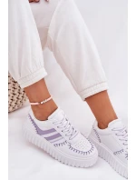 Sneakersy Damskie Na Platformie Fioletowe Ofenale