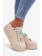 Dámské tenisky na platformě s přívěsky Medvídek Srdce Béžové Selorissa