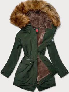 Dámska zimná bunda na kožušine zelená (m21312)