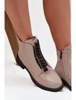 Dámske členkové topánky z lakovanej kože D A MR52 108 beige Dámske členkové topánky z lakovanej kože D A MR52 108 beige