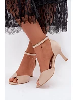 Dámske sandále na tenkom podpätku Zazoo 1120 beige