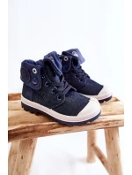 Wysokie Dziecięce Trampki Wiązane Granatowe Tobby
