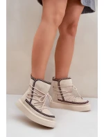 Dámske vyšívané snehule na platforme svetlo béžové Naleris Dámske vyšívané snehule na platforme svetlo béžové Naleris